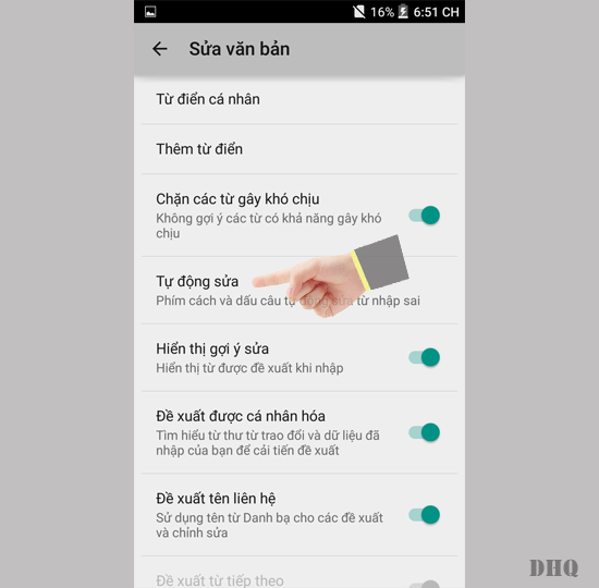 Chọn tự động sửa